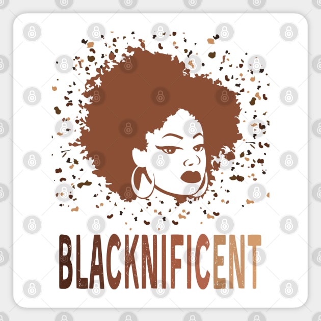 Blacknificent Strong Afro Woman African American Melanin Black History Gift Magnet by HypeProjecT